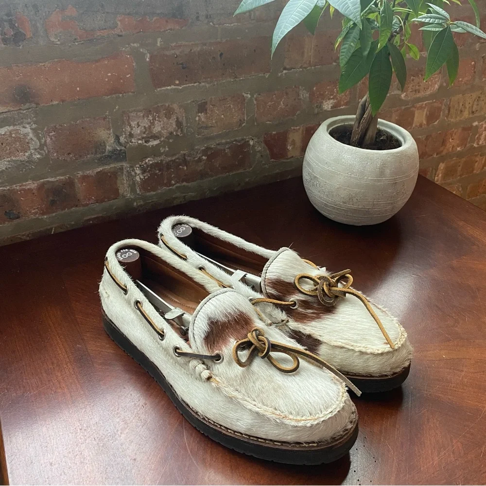 J&W Dawson Japanese Calf Hair Boat Shoes Animal Men's Size 8.5